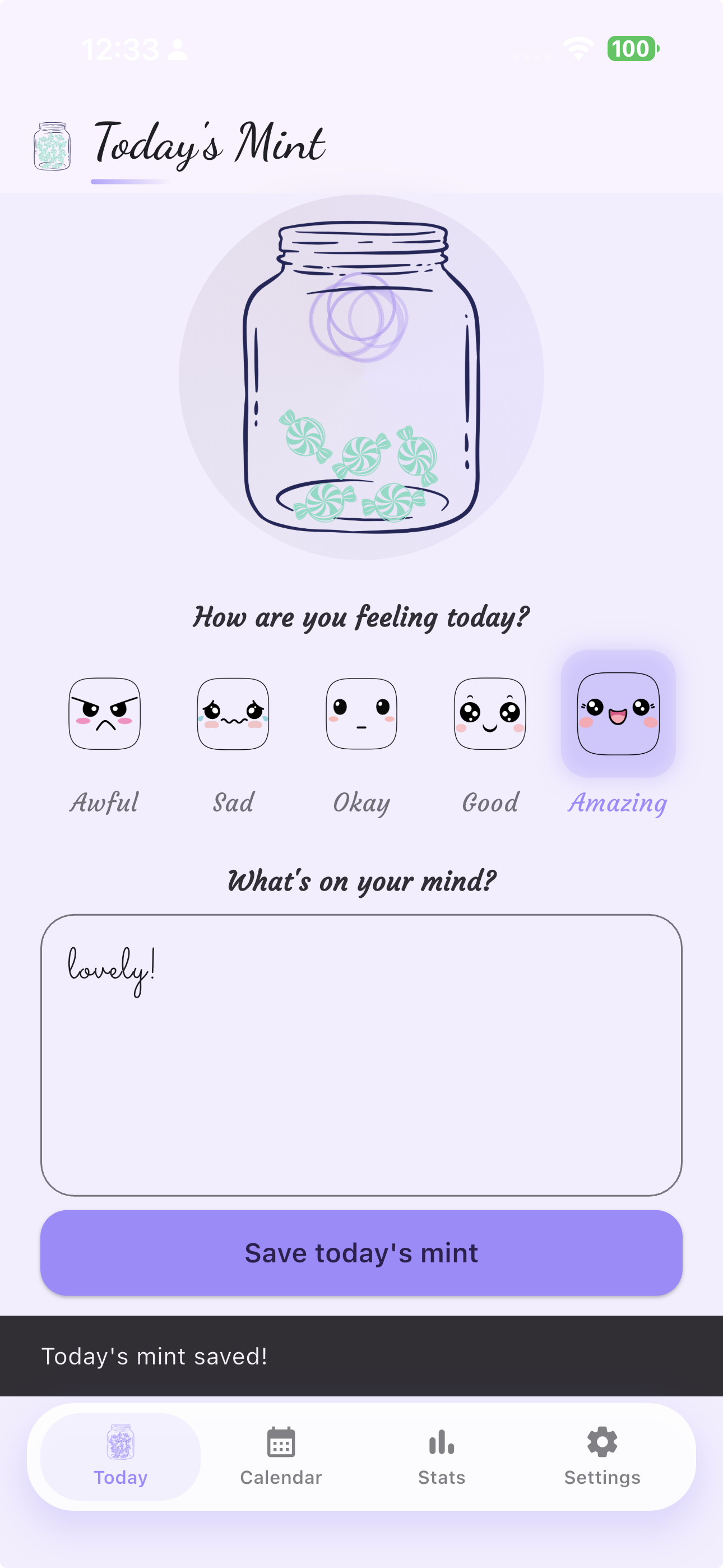 MoodMints saved entry