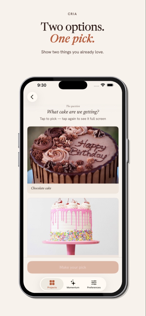 CoCria screenshot: Two options, one pick