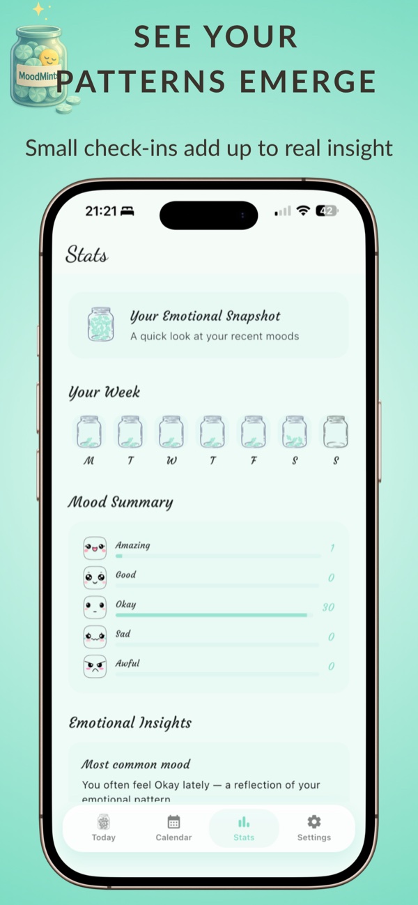 MoodMints screenshot: Your week and mood summary