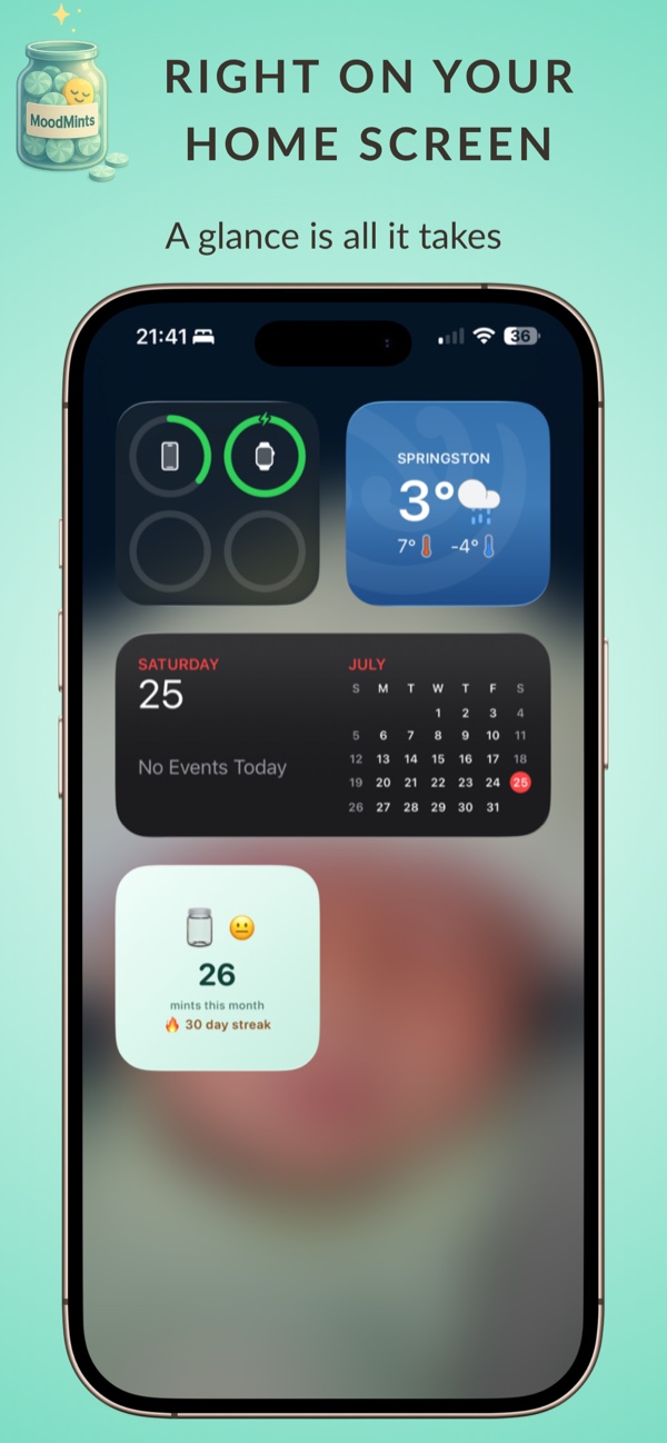 MoodMints screenshot: Home screen widget